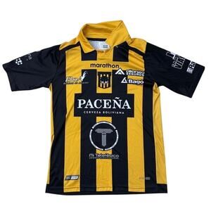 Marathon Pacena Bolivia 2021 yellow black striped soccer jersey Size Medium